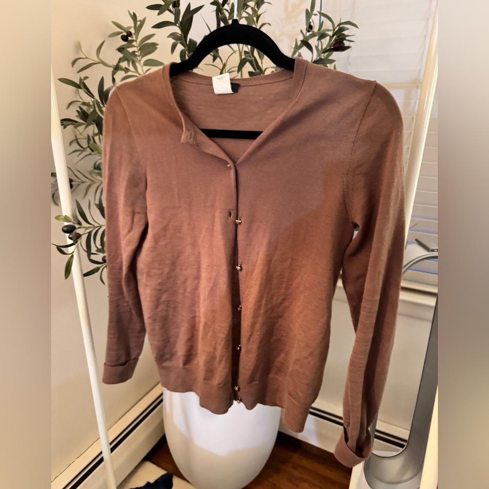 Jcrew 100% Wool Brown Button-Up Women's Top